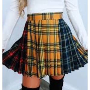 Multicolored plaid mini skirt